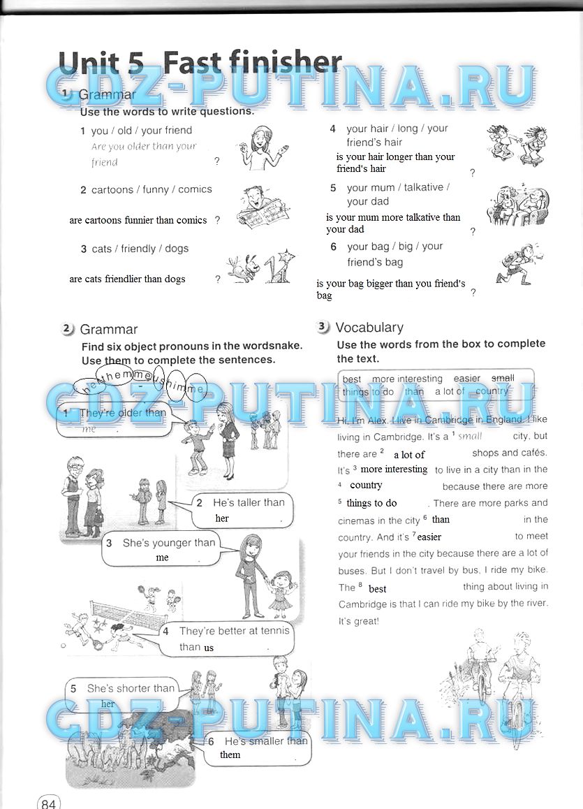 Англ язык Комарова 5 класс рабочая тетрадь гдз. Английский комарова 7 класс страница 84